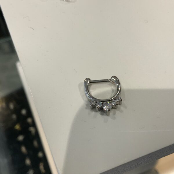 Sterling Silver Gemset Septum Clicker 1.2 x 8mm