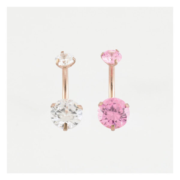 Stainless Steel Rolled Gold Double Ends Gem Set Navel Bar 10mm