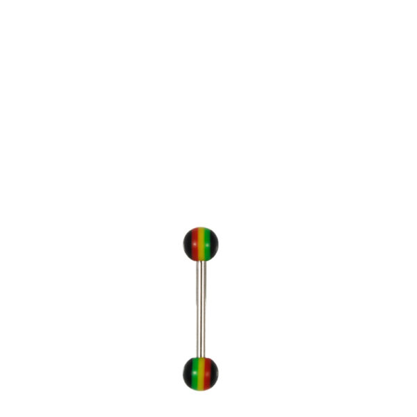 Acrylic Rasta Barbell 14mm Tongue Bar
