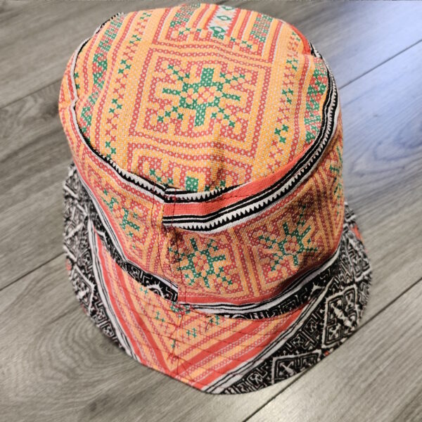 Boho Coral And Black Bucket Hat