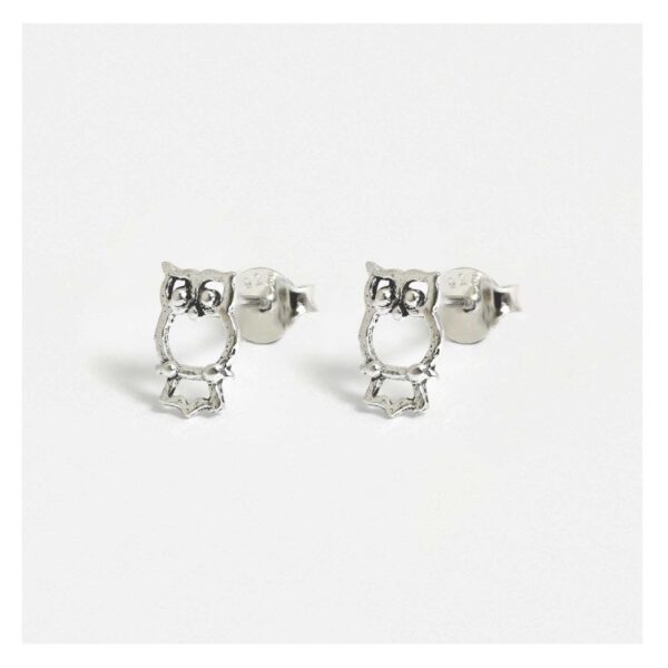 Silver Owl Ear Stud