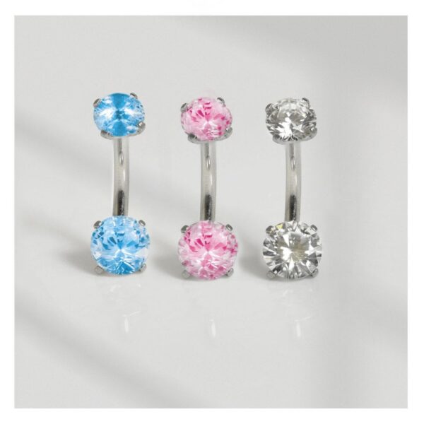 Stainless Steel Claw Set Double Round Navel Bar 10mm